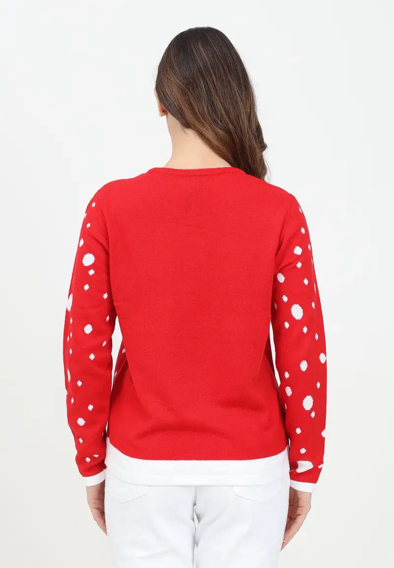 Maglioncino girocollo rosso da donna con renna miniatura 3