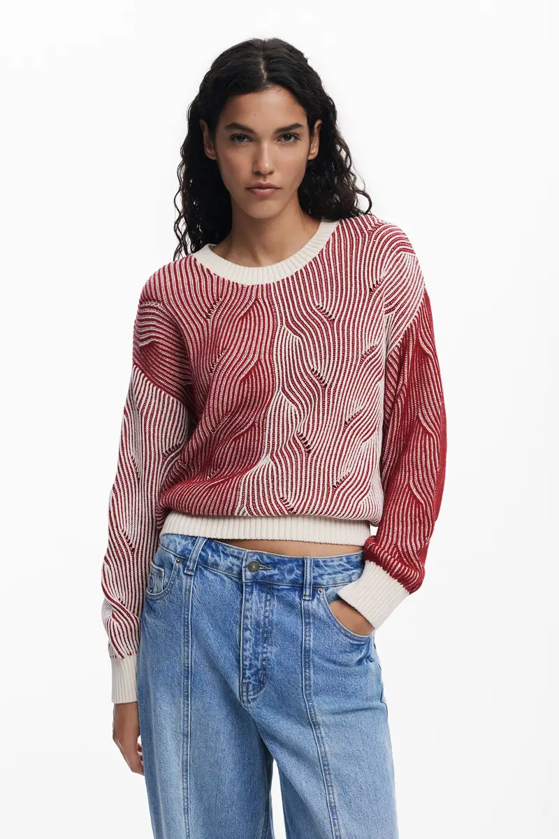 Maglione a maglia bicolore