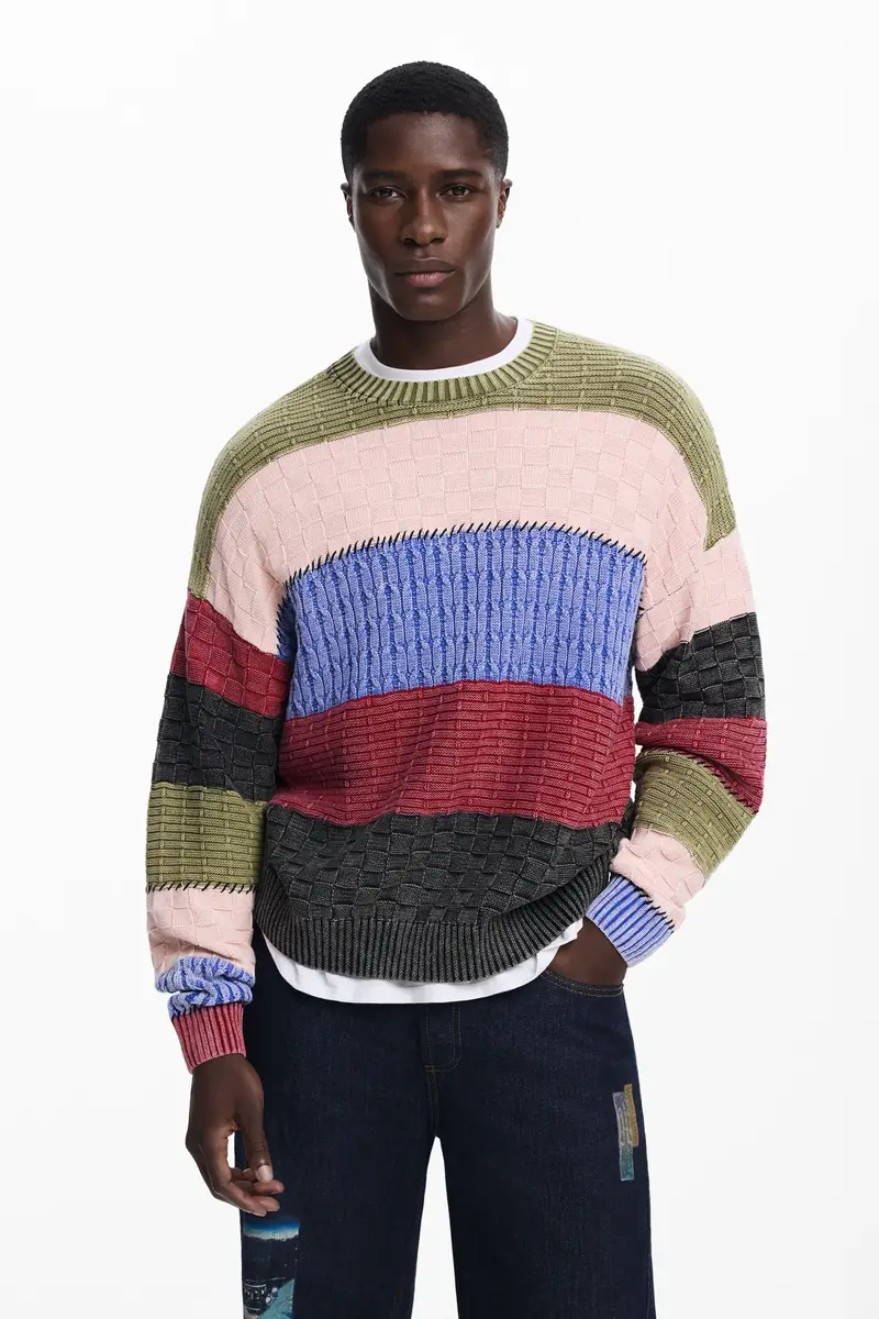 Maglione a maglia con impunture