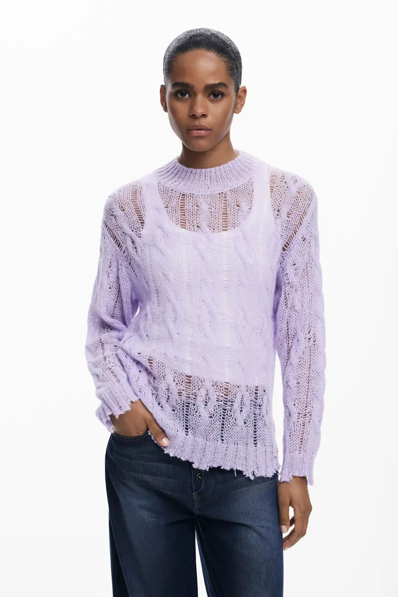 Maglione a trecce rotte