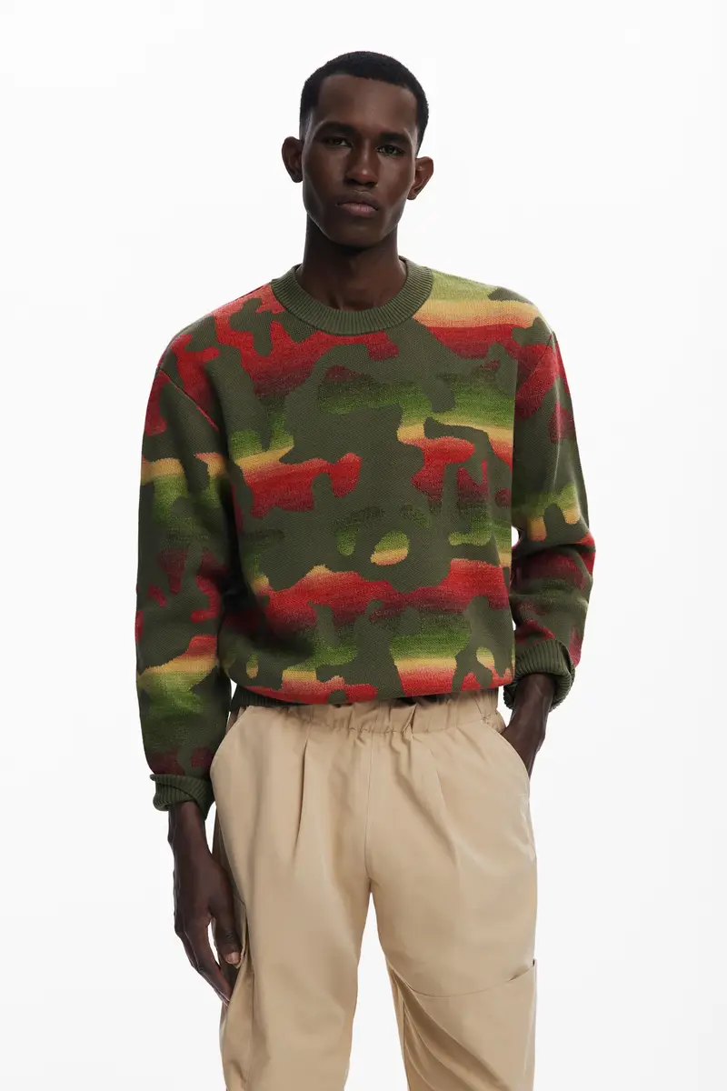 Maglione animalier a righe