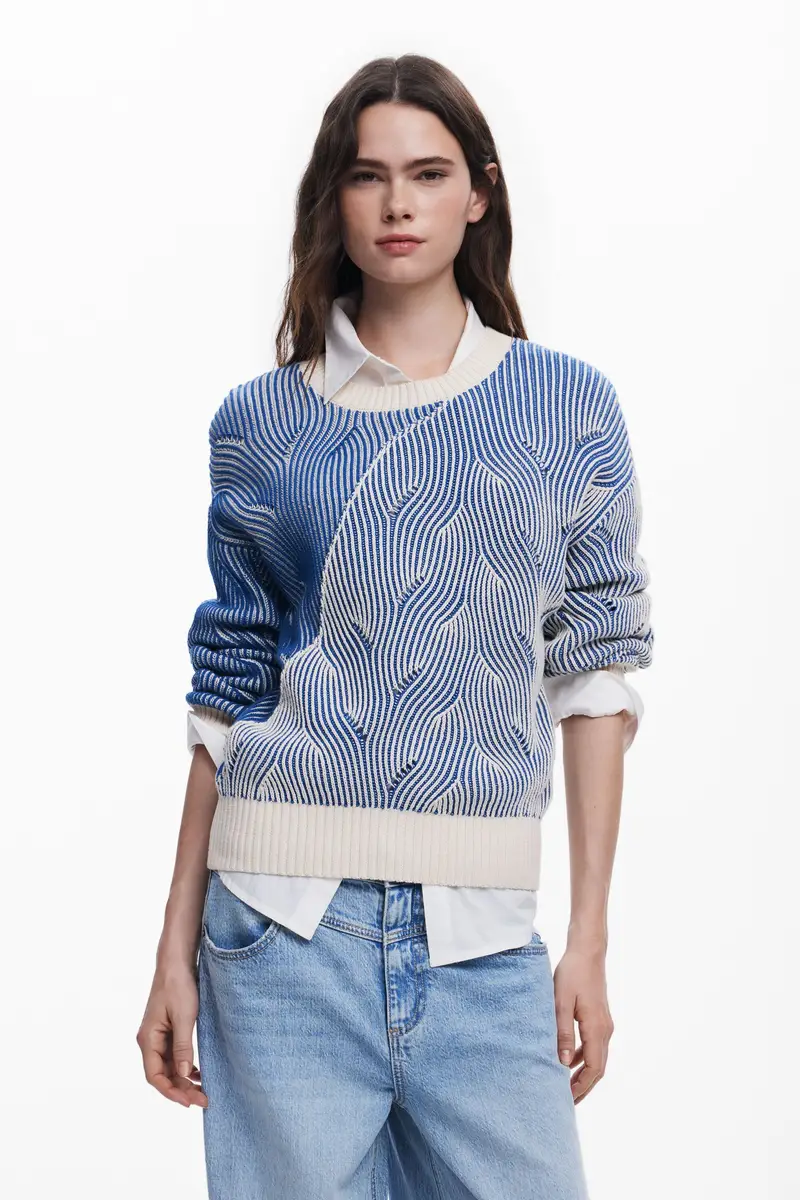 Maglione bicolore a maglia