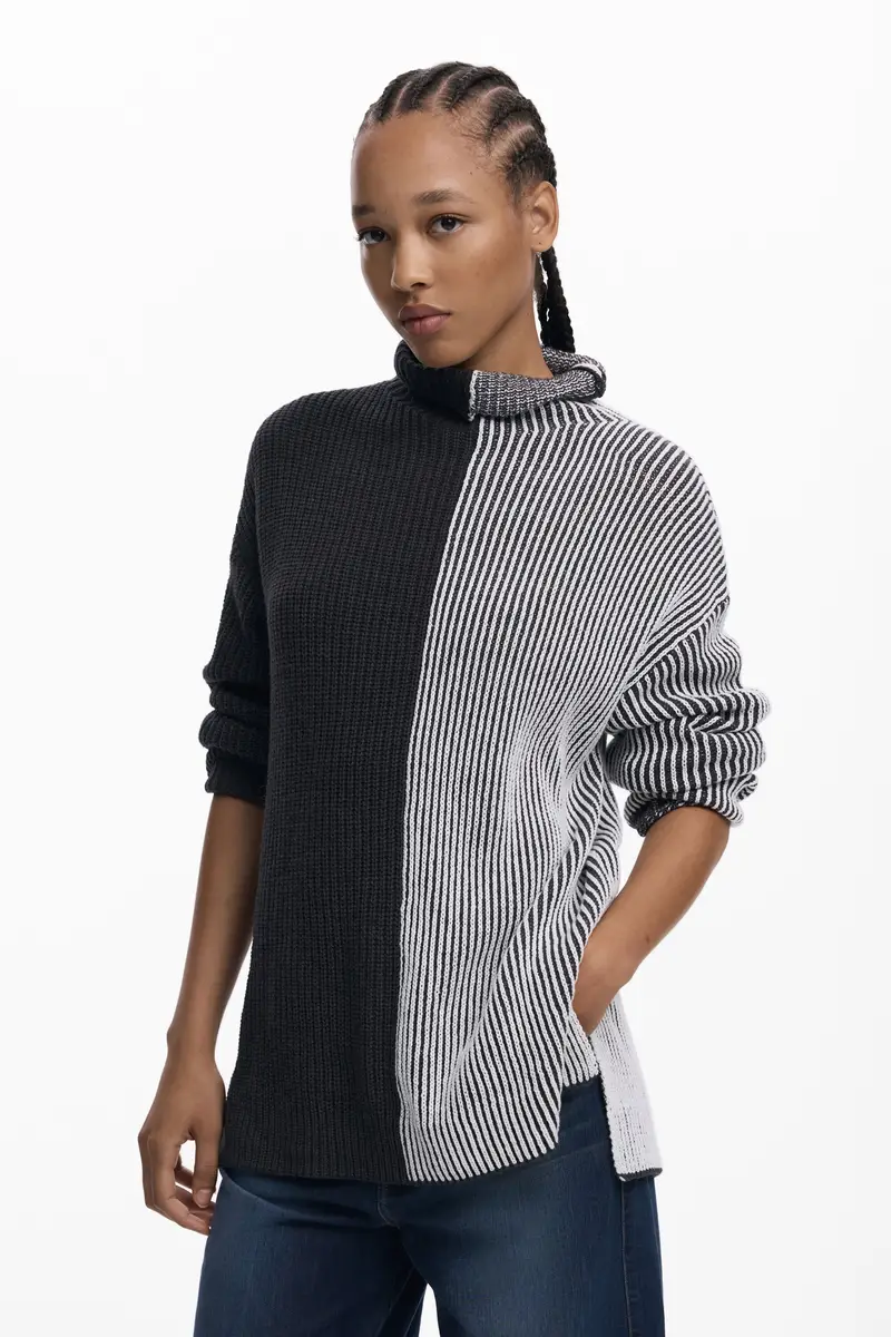 Maglione bicolore a righe