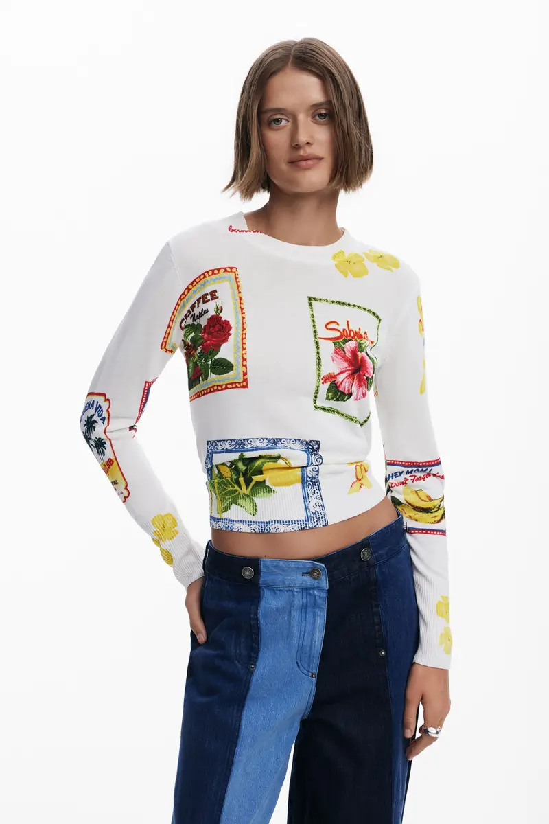 Maglione con stampe tropicali