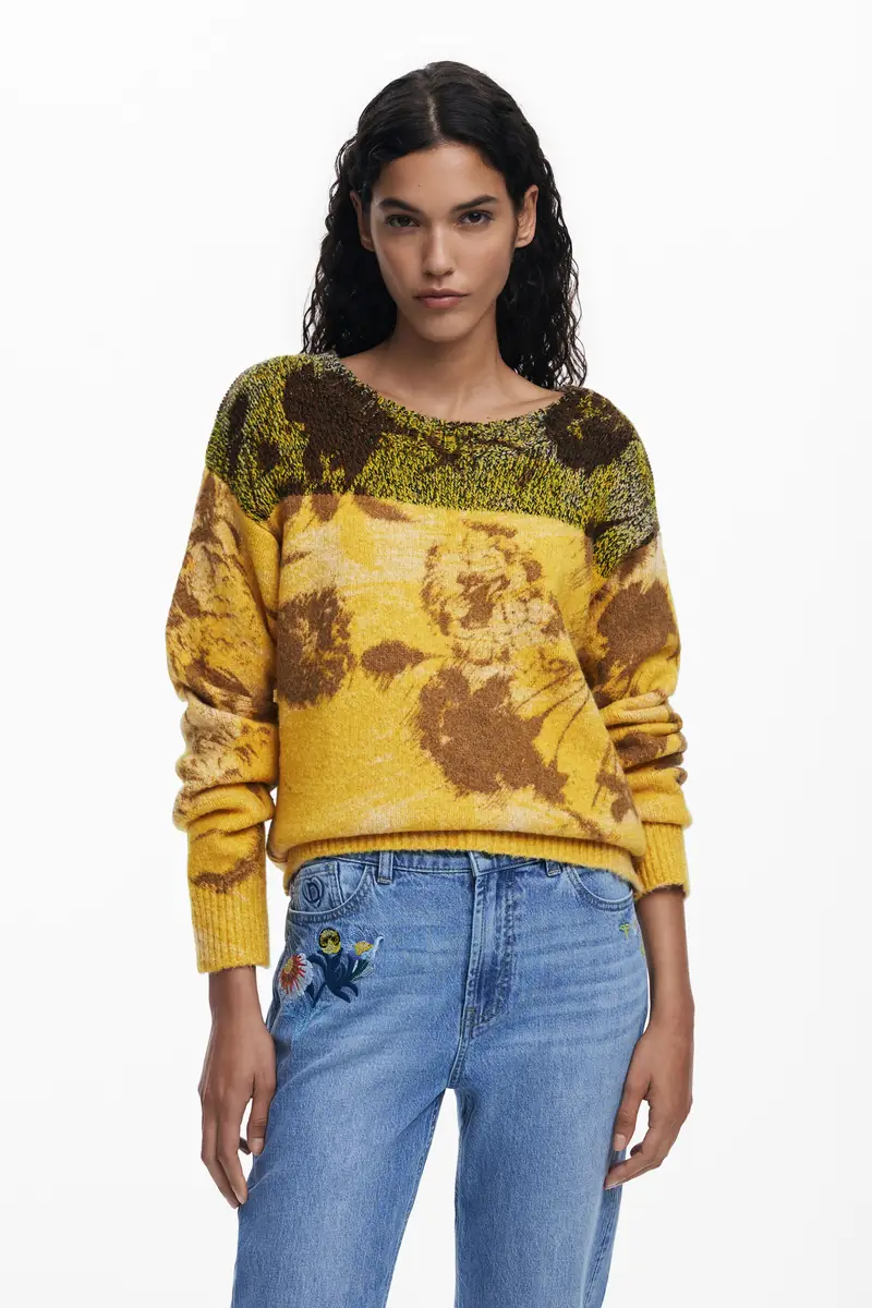 Maglione jacquard a fiori