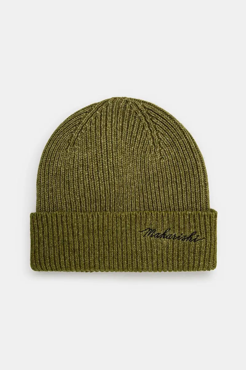 berretto in lana Maharishi Embroidered Beanie colore verde 1368.OLIVE