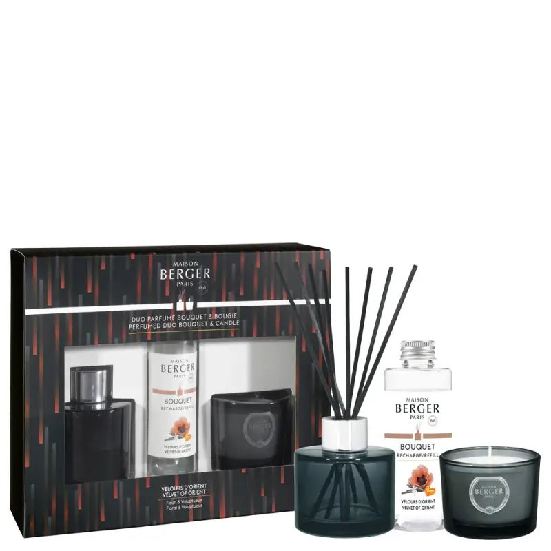 Bouquet Parfumé Cofanetto VARIATION Duo Mini Bouquet e Bougie Velours d'Orient - - Candele profumate, Diffusori di profumo miniatura 2