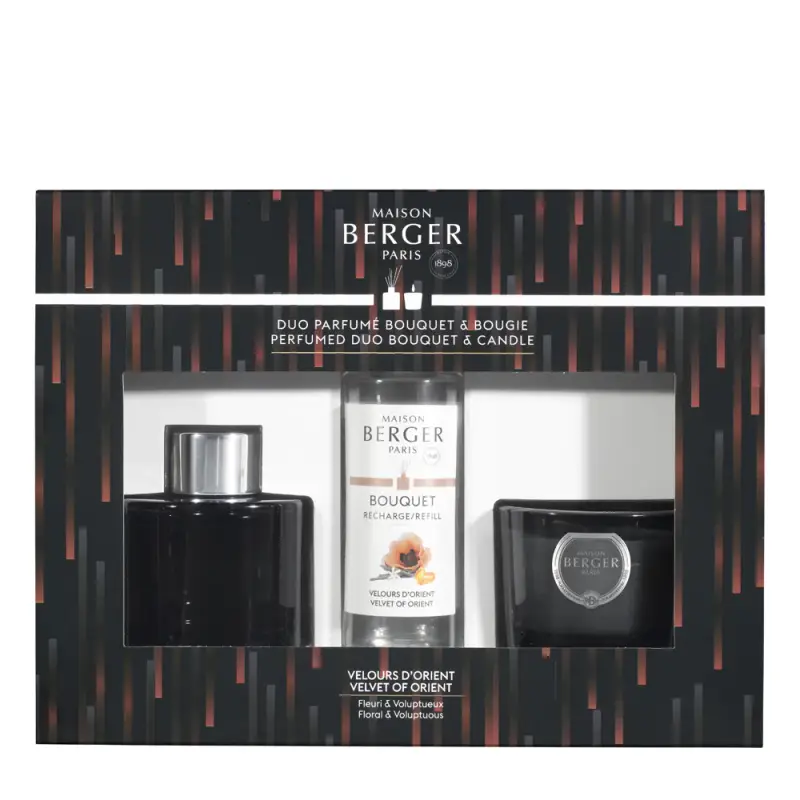 Bouquet Parfumé Cofanetto VARIATION Duo Mini Bouquet e Bougie Velours d'Orient - - Candele profumate,Diffusori di profumo