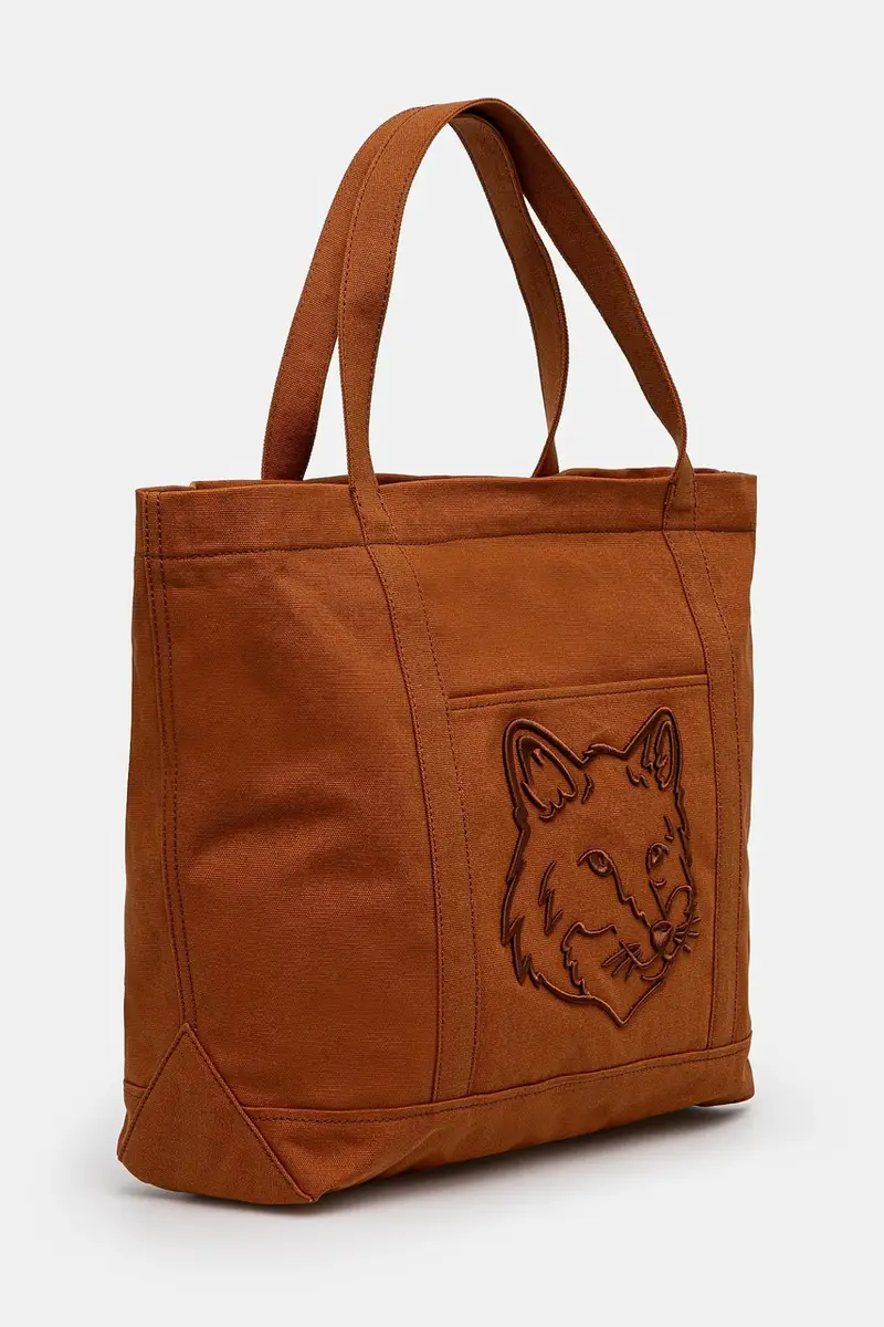 borsa in cotone Fox Head colore marrone LW05104WW0107 miniatura 2
