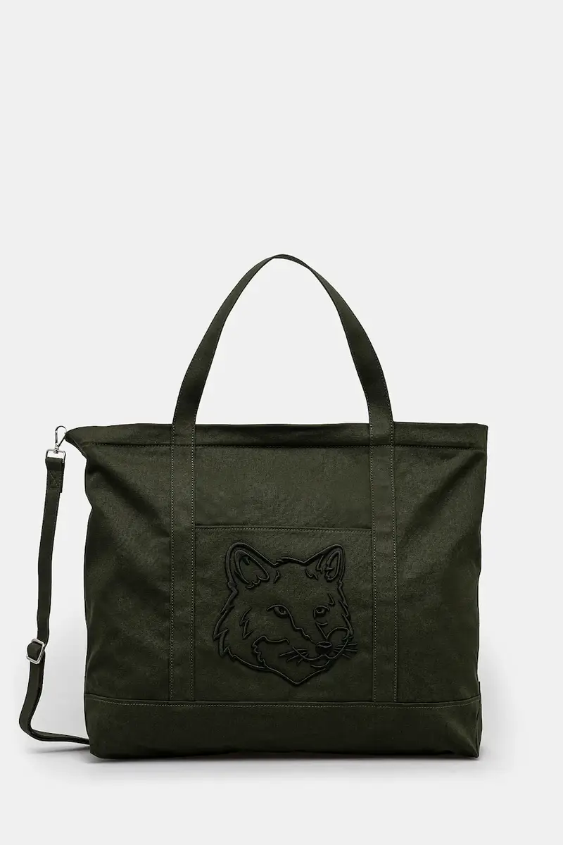 borsa in cotone Fox Head Xl Tote colore verde LW05105WW0107