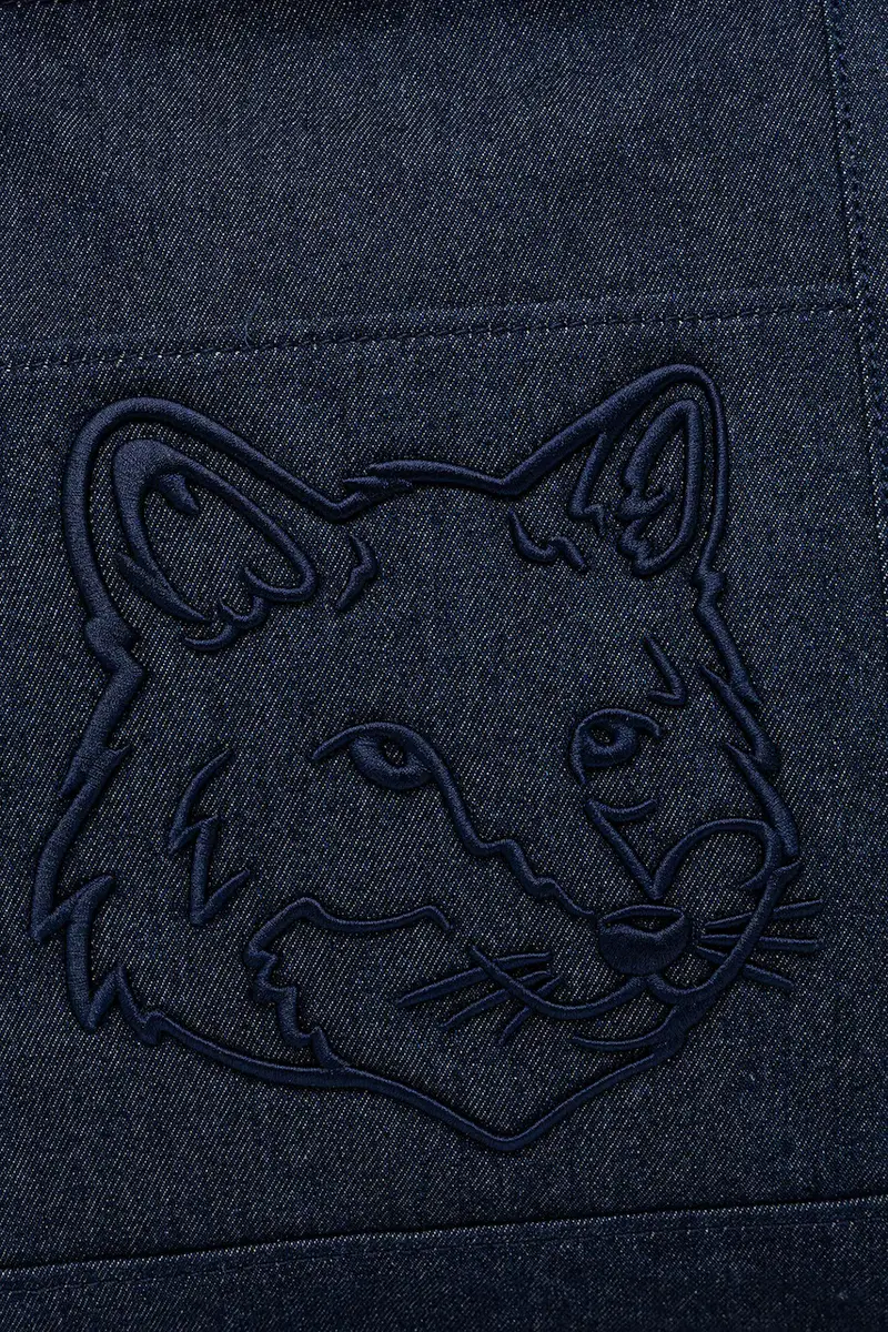 borsa in denim Fox Head Large Tote colore blu navy LW05104WD4020 miniatura 4
