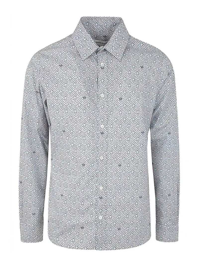 Camicia classica in cotone stampato scudo Blu