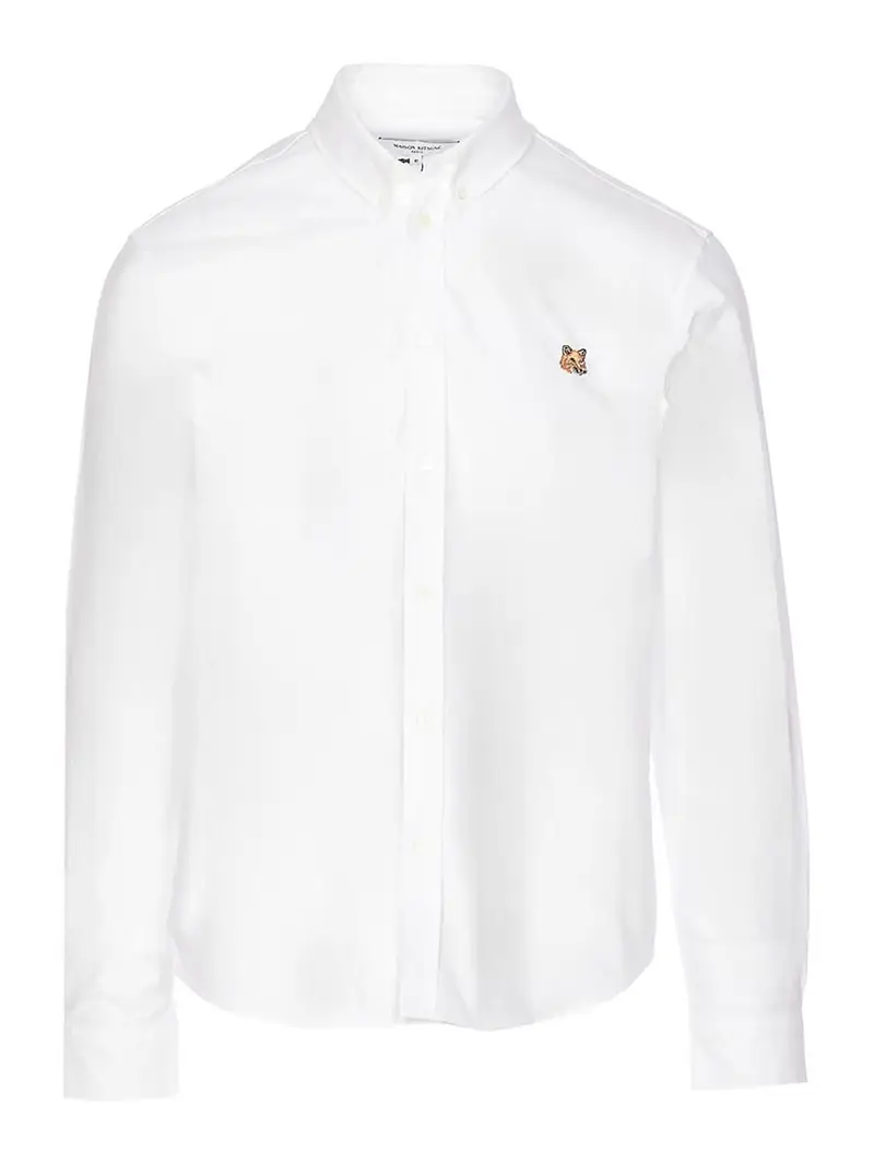 Camicia con toppa con mini testa di volpe Bianco