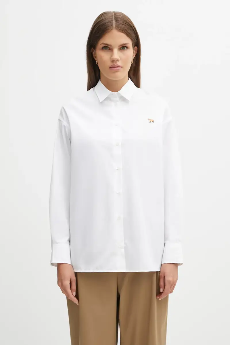 camicia in cotone Baby Fox Casual donna colore bianco OW00401WC0026