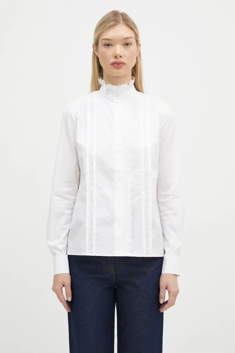 camicia in cotone Craft Embroidery donna colore bianco NW00414WC5010