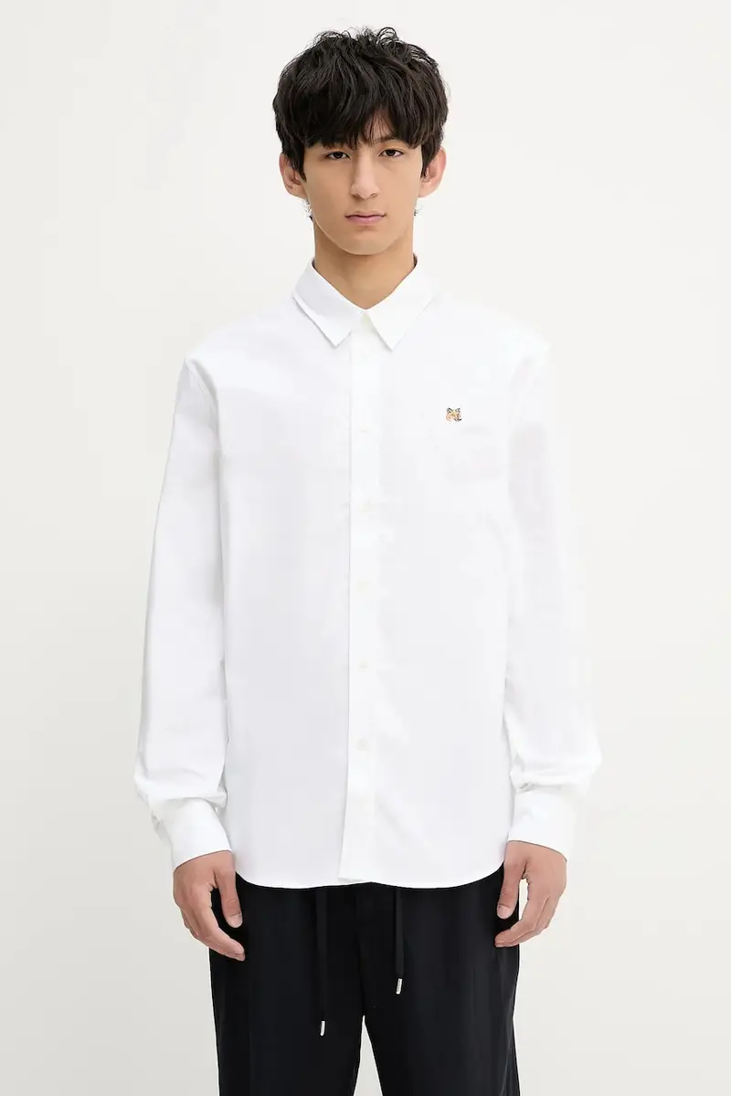 camicia in cotone Fox Head Embroidery Casual uomo colore bianco MM00408WC5012