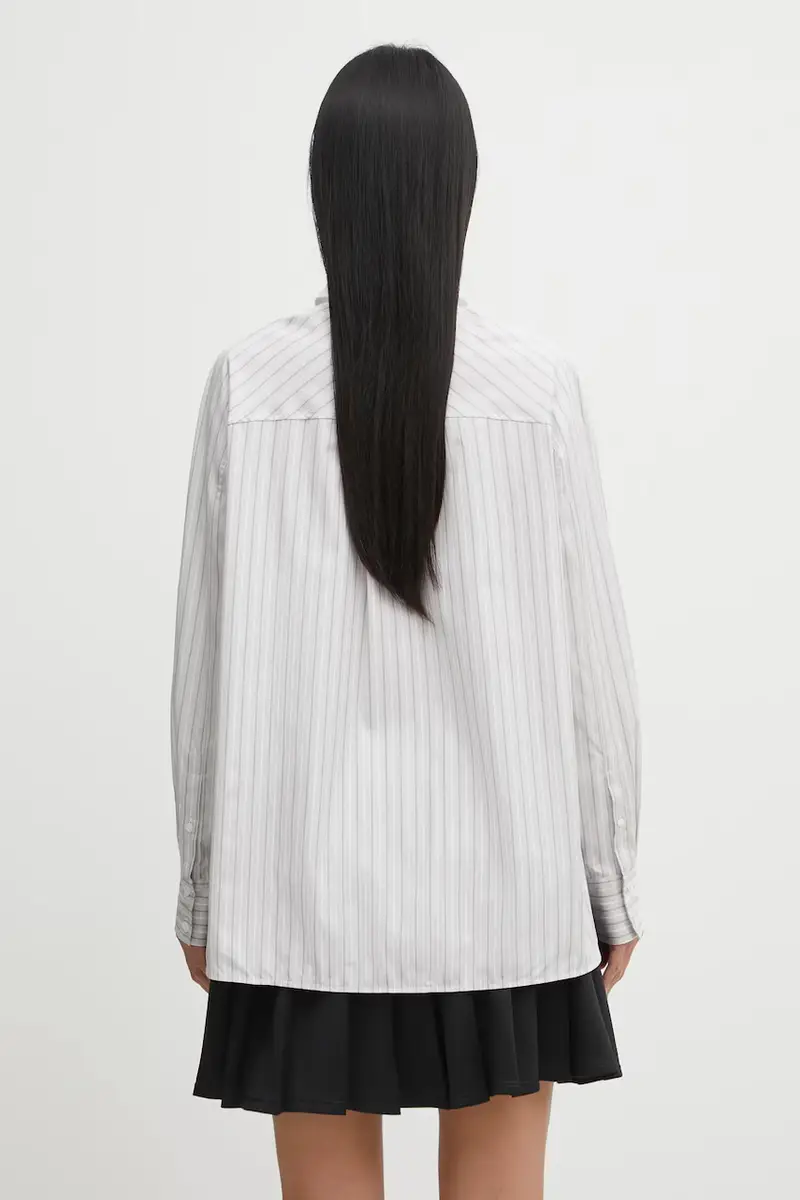 camicia in cotone Handwriting Boyfriend donna colore grigio PW00416WC5063 miniatura 3