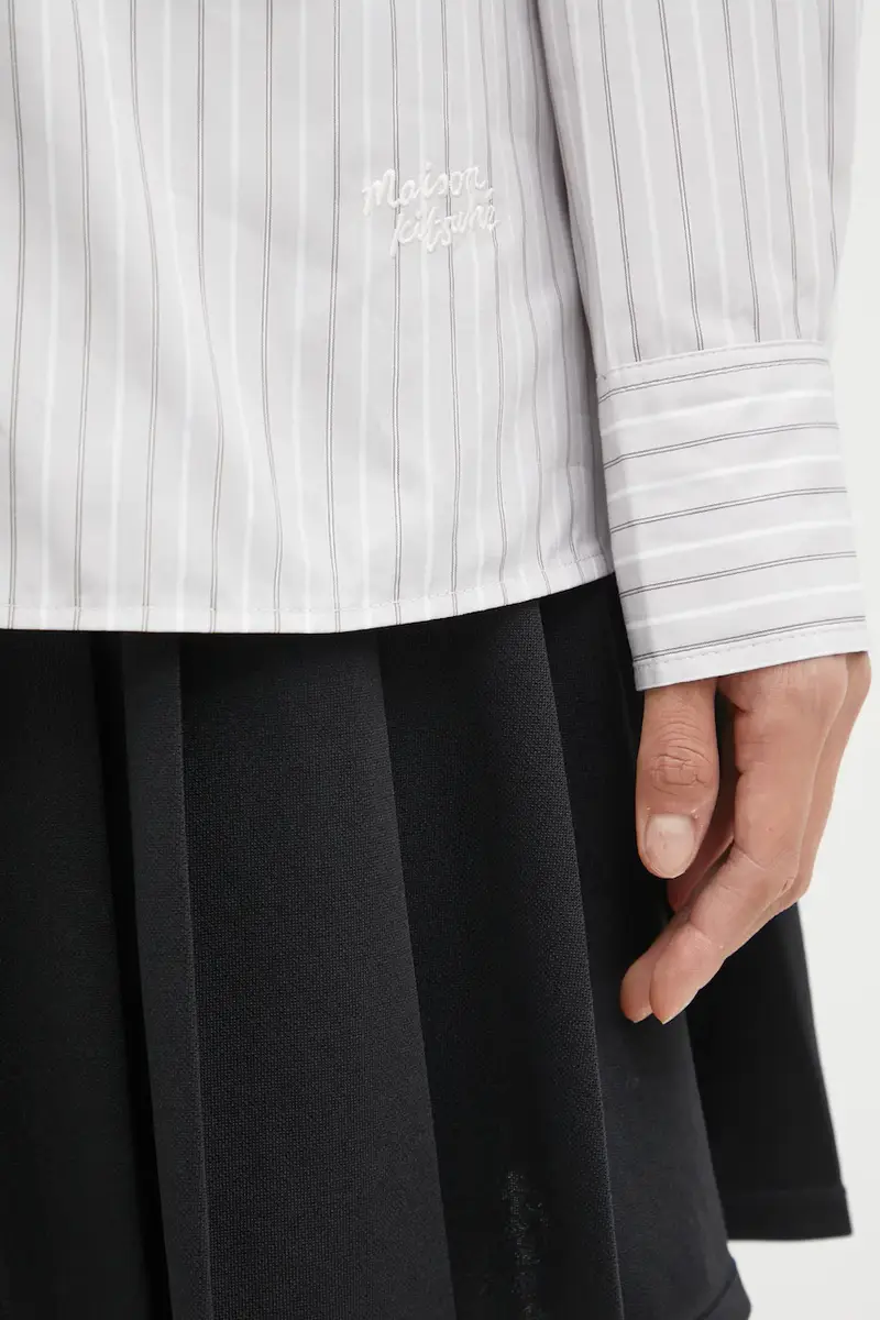 camicia in cotone Handwriting Boyfriend donna colore grigio PW00416WC5063 miniatura 4