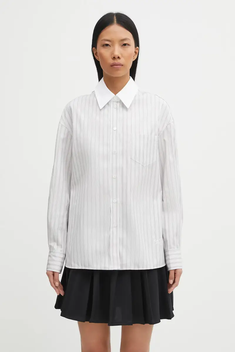 camicia in cotone Handwriting Boyfriend donna colore grigio PW00416WC5063