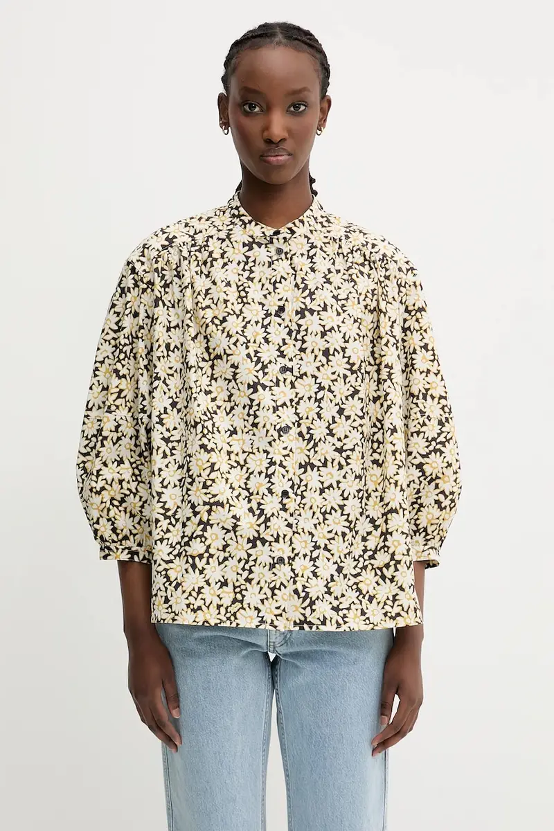 camicia in cotone Maxi Sleeve donna colore nero OW00417WC5048