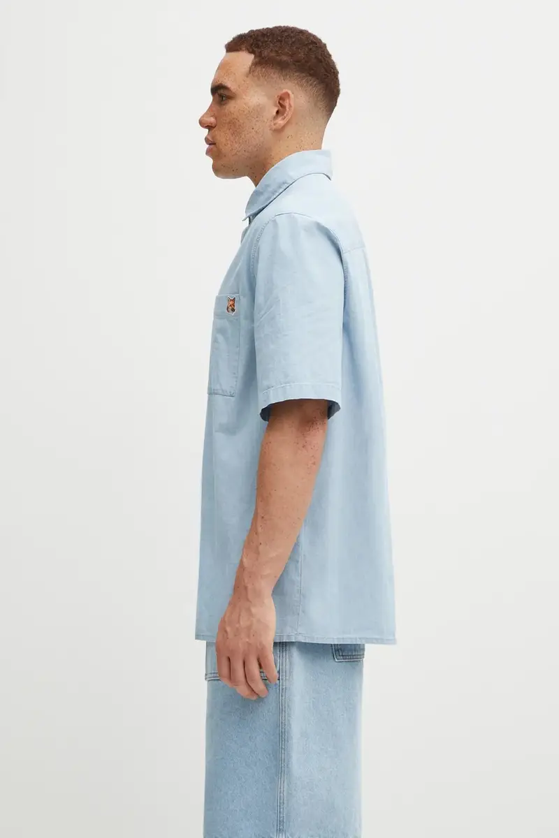 camicia in cotone Relaxed Short Sleeve uomo colore blu OM00424WC5006 miniatura 2