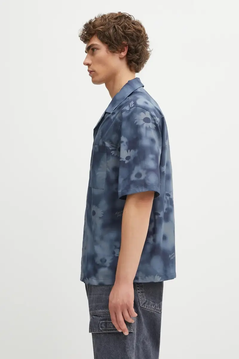 camicia in cotone Resort uomo colore blu OM00421WW9054 miniatura 2