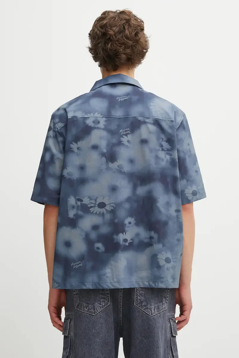 camicia in cotone Resort uomo colore blu OM00421WW9054 miniatura 3