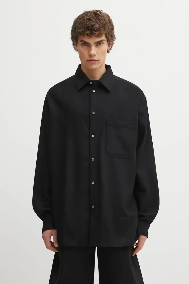 camicia in lana Handwriting Oversized uomo colore nero PM00427WT3017