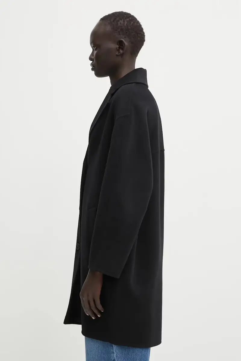 cappotto in lana Doubleface colore nero PW02211WQ4067 miniatura 2