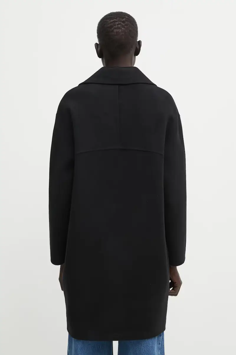 cappotto in lana Doubleface colore nero PW02211WQ4067 miniatura 3