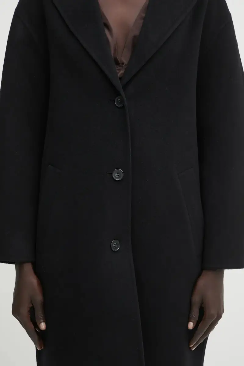 cappotto in lana Doubleface colore nero PW02211WQ4067 miniatura 4