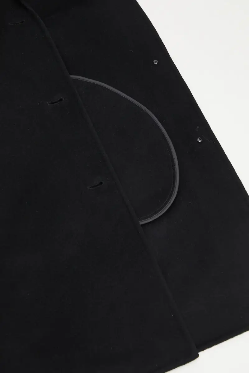 cappotto in lana Doubleface colore nero PW02211WQ4067 miniatura 5