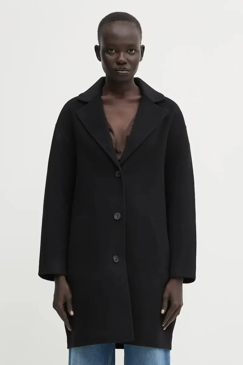 cappotto in lana Doubleface colore nero PW02211WQ4067