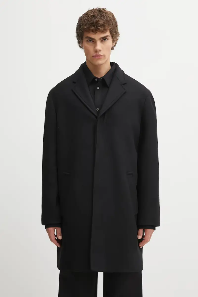 cappotto in lana Tailored colore nero PM02205WM2030