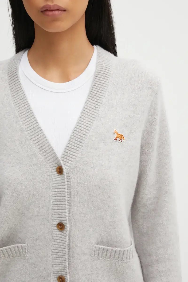 Maison Kitsune Cardigan Donna Grigio 3484378 miniatura 4