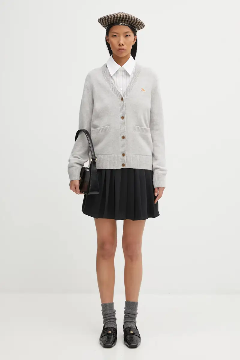 Maison Kitsune Cardigan Donna Grigio 3484378 miniatura 5