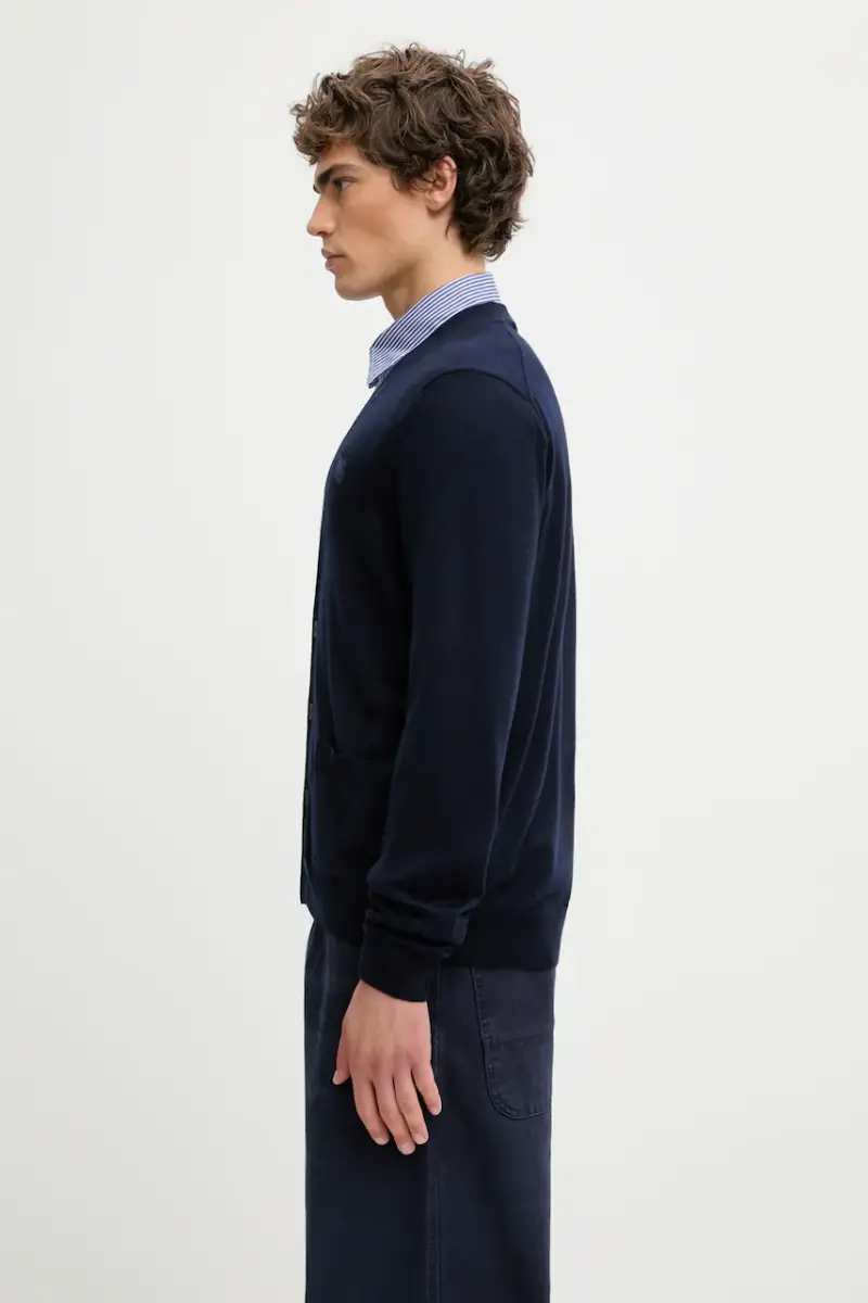 cardigan in lana Bold Fox Head Patch colore nero MM00509KT1036 Blu navy miniatura 2