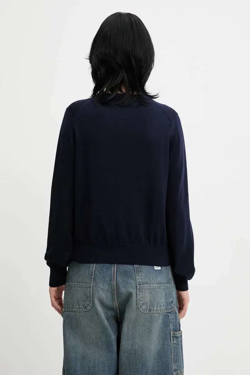 cardigan in lana Bold Fox Head Patch Regular Cardigan colore nero MW00508KT1036 Blu navy miniatura 3