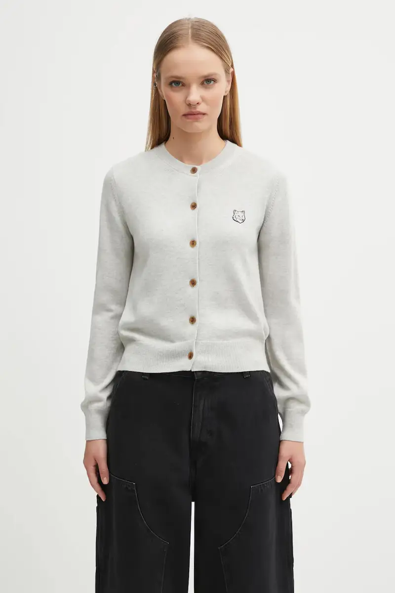 cardigan in lana Bold Fox Head Patch Regular Cardigan colore nero MW00508KT1036 Grigio