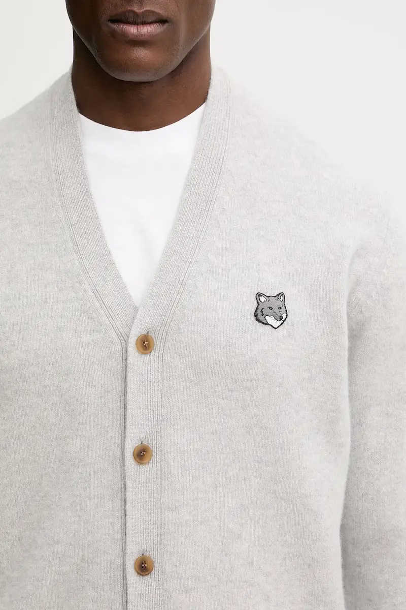 Maison Kitsune Cardigan Uomo Grigio 3527941 miniatura 4