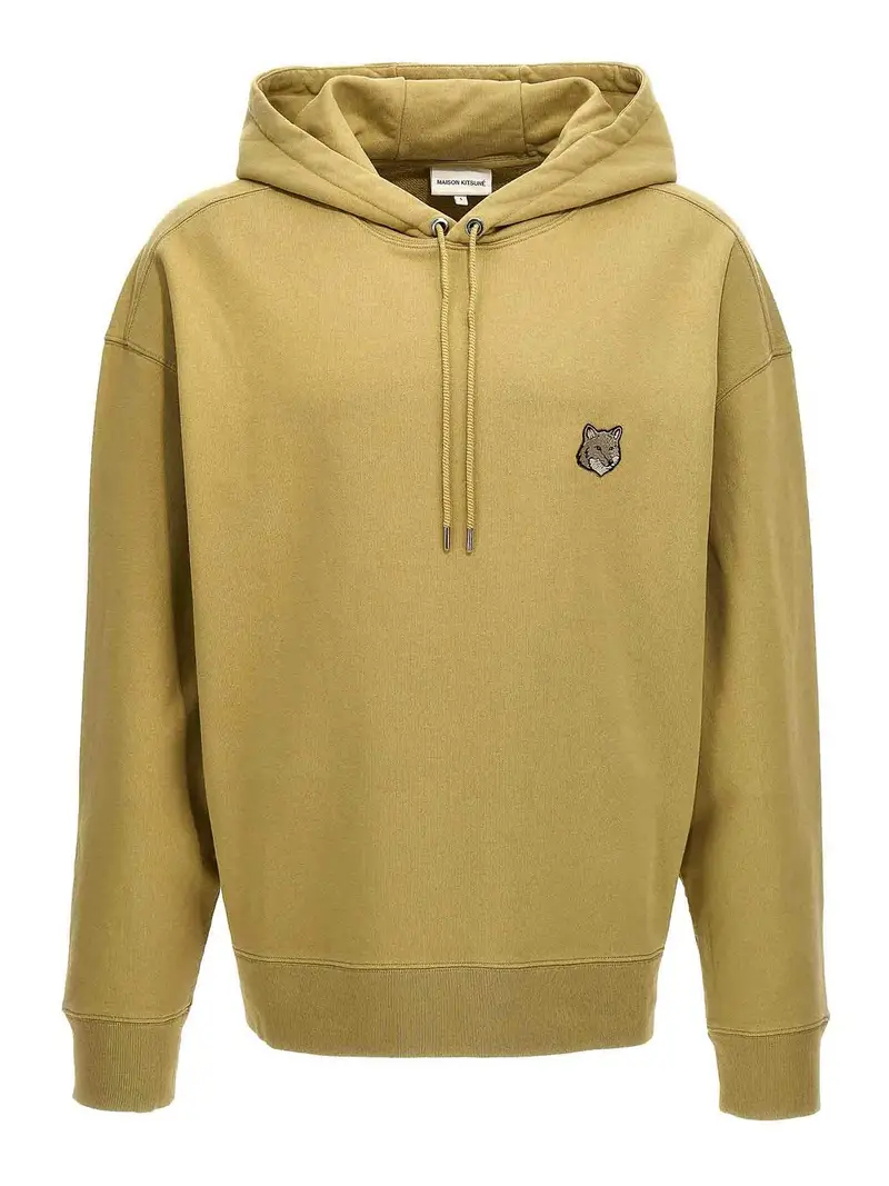 Felpa con cappuccio con testa di volpe audace Verde