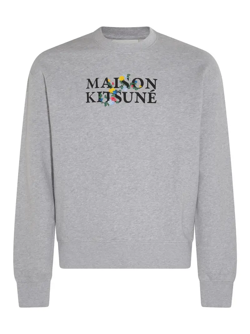 Felpa con scritta floreale Grigio