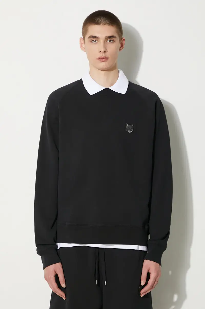 felpa in cotone Bold Fox Head Patch Oversize Sweatshirt uomo colore nero MM00304KM0001