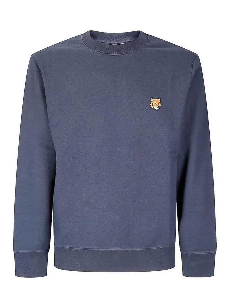 Felpa in cotone con testa di volpe Blu