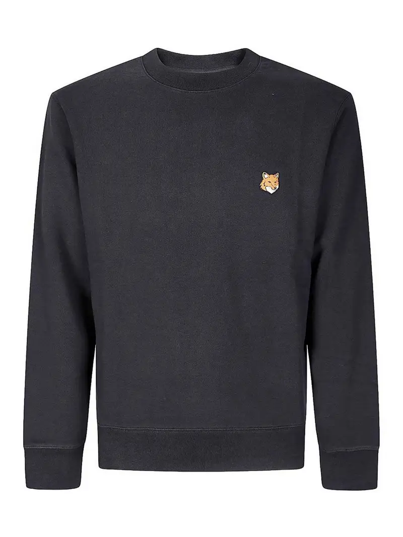 Felpa in cotone con testa di volpe Nero