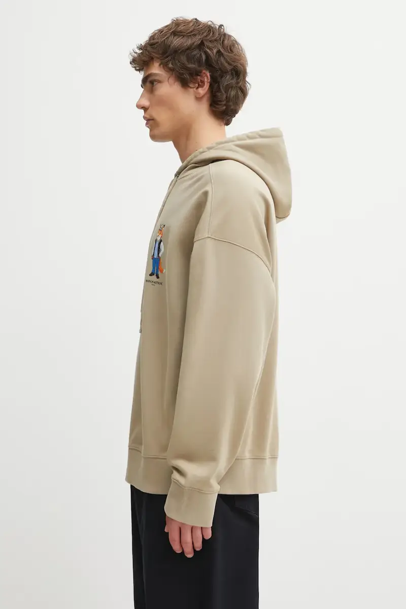 felpa in cotone Dressed Fox Oversize uomo colore beige con cappuccio PM00707KM0340 miniatura 2