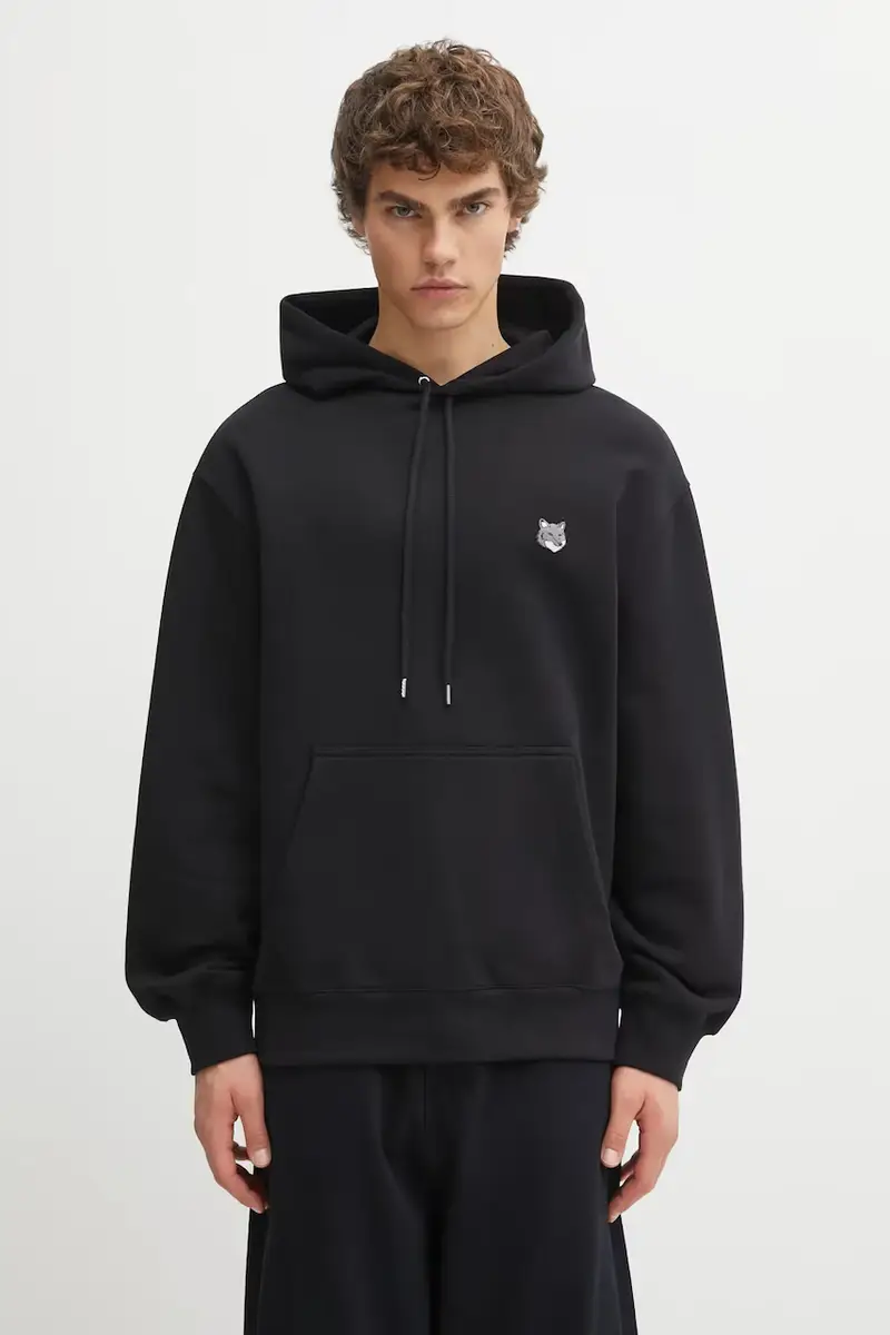 felpa in cotone Fox Head Comfort uomo colore nero con cappuccio PM00703KM0341