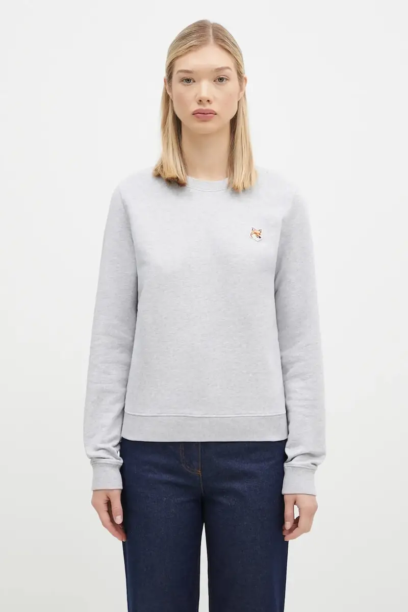 felpa in cotone Fox Head Patch Regular Sweatshirt donna colore grigio LW00302KM0001