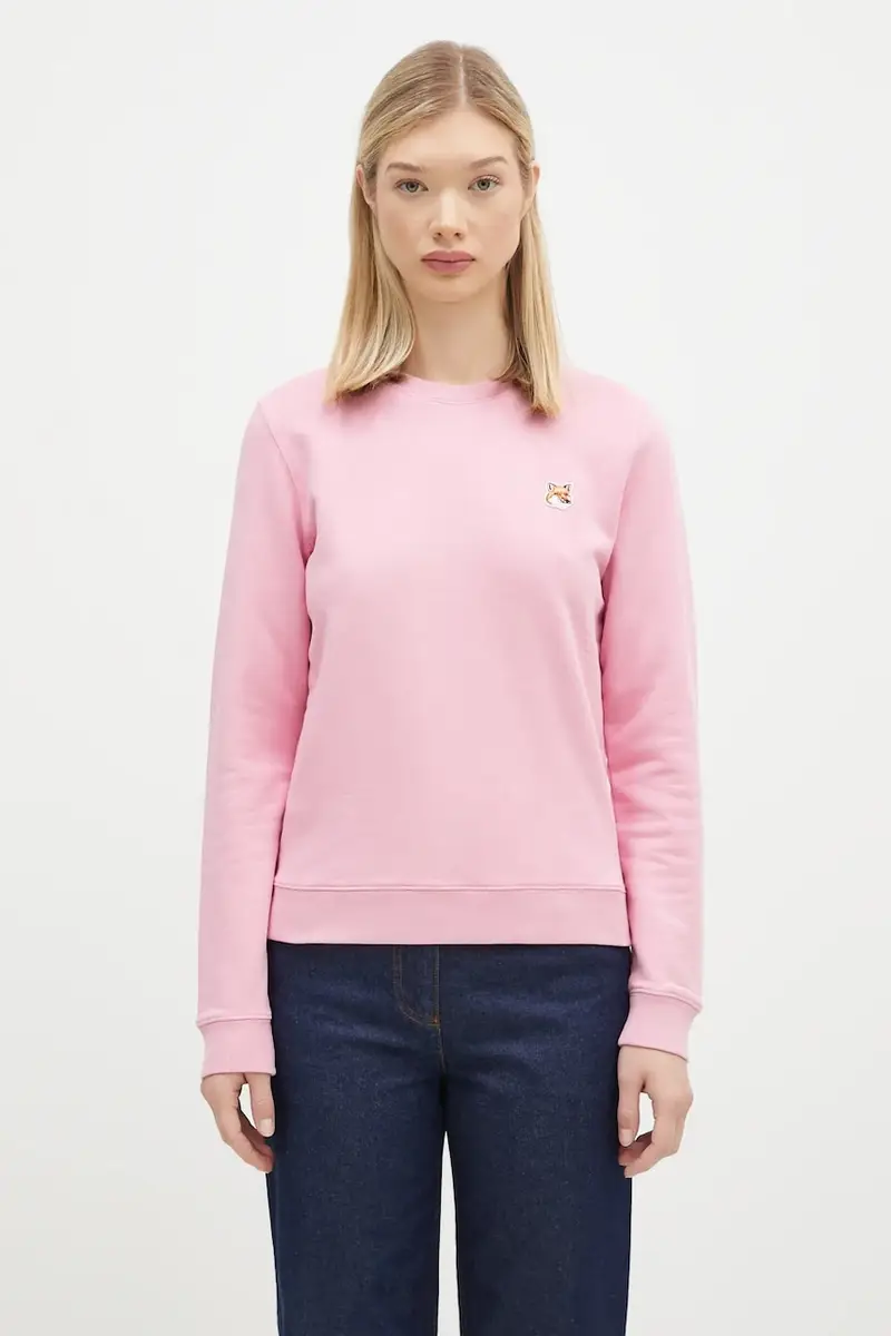 felpa in cotone Fox Head Patch Regular Sweatshirt donna colore rosa LW00302KM0001