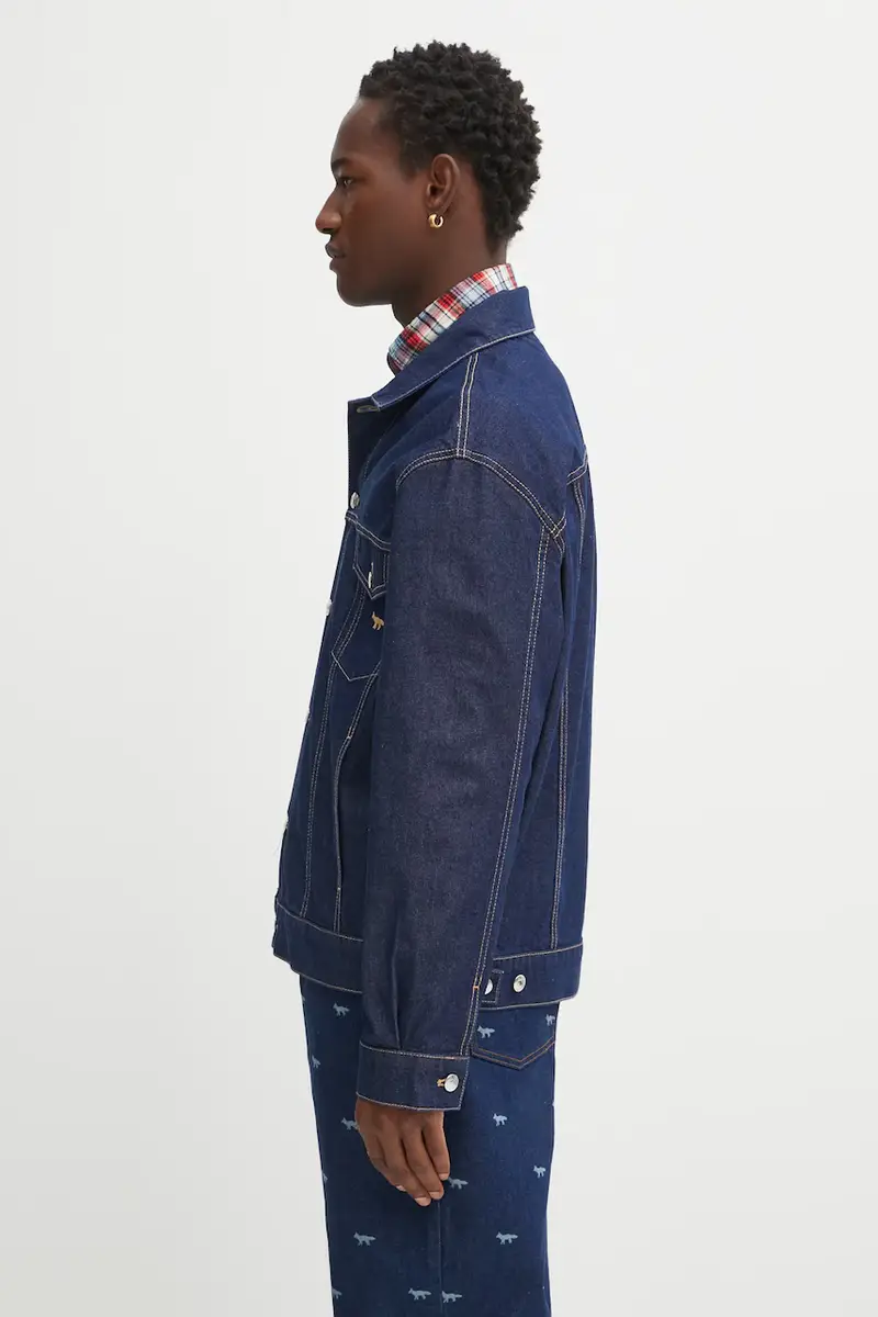 giacca di jeans Trucker colore blu navy OM02103WW0081 miniatura 2